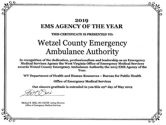 2019 EMS Agency of the Year Award 2019 EMS Agency of the Year Award